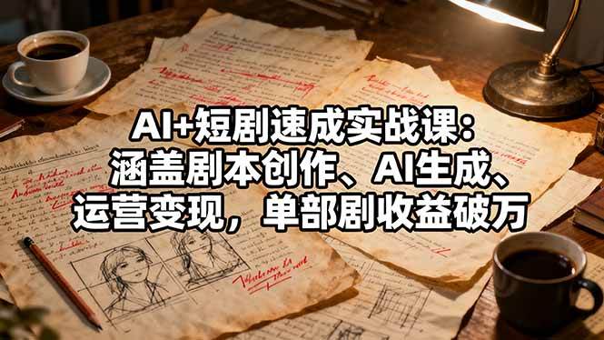 (16359期)AI 短剧速成实战课:涵盖剧本创作、AI生成、运营变现,单部剧收益破万