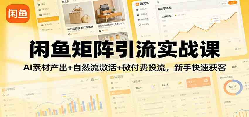 闲鱼矩阵引流实战课:AI素材产出 自然流激活 微付费投流,新手快速获客-51云资源