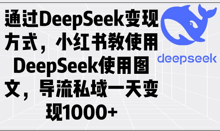（14179期）通过DeepSeek变现方式，小红书教使用DeepSeek图文，导流私域一天变现1000-51云资源