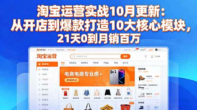 （16403期）淘宝运营实战10月更新：从开店到爆款打造10大核心模块，21天0到月销百万-51云资源