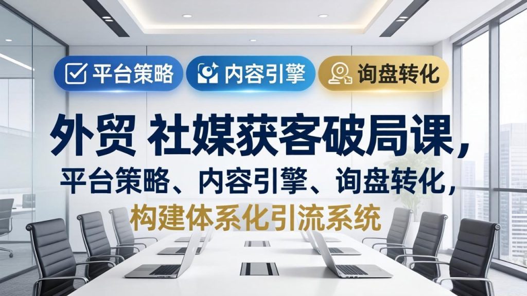 外贸 社媒获客破局课，平台策略、内容引擎、询盘转化，构建体系化引流系统(更新26年3月-51云资源