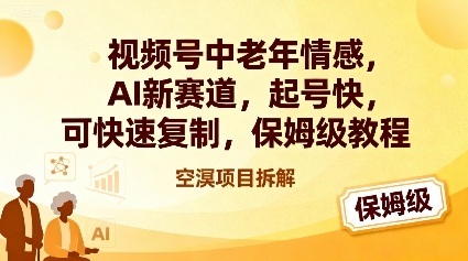 视频号中老年情感,AI新赛道，起号快，可快速复制，保姆级教程-51云资源