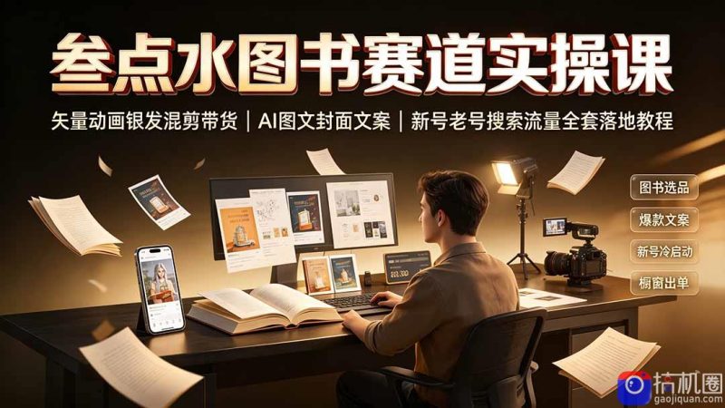 叁点水图书赛道实操课|矢量动画银发混剪带货,AI图文封面文案,新号老号搜索流量全套落地教程-51云资源
