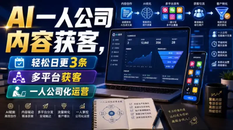 AI一人公司内容获客,轻松日更3条,多平台获客,一人公司化运营(更新0827)-51云资源