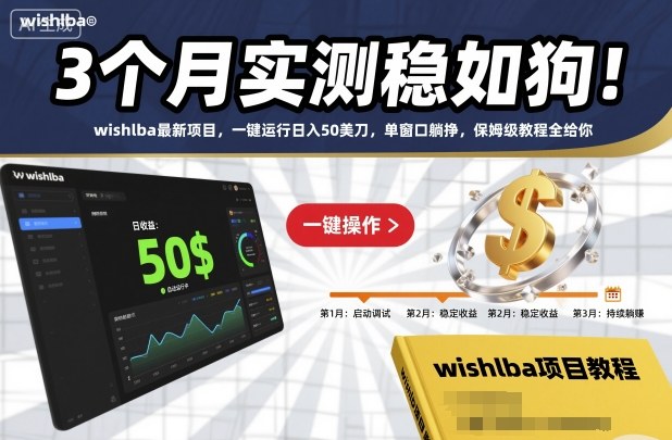 3个月实测稳如狗!wishlba最新项目,一键运行日入50美刀,单窗口躺挣,保姆级教程全给你【揭秘】