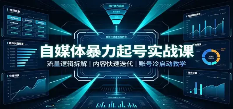 自媒体暴力起号实战课:流量逻辑拆解,内容快速迭代,账号冷启动教学-51云资源