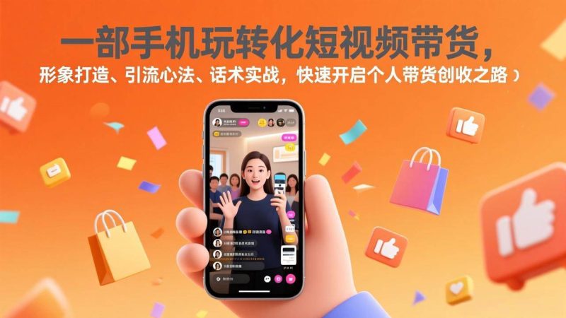 (17356期)一部手机玩转化短视频带货,形象打造、引流心法、话术实战,快速开启个人带货创收之路-51云资源