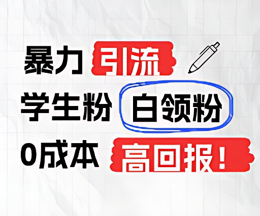 暴力引流学生粉白领粉，吊打以往垃圾玩法，0成本，高回报-51云资源