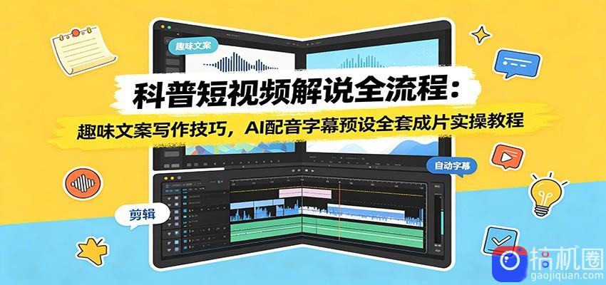 科普短视频解说全流程:趣味文案写作技巧,AI配音字幕预设全套成片实操教程-51云资源