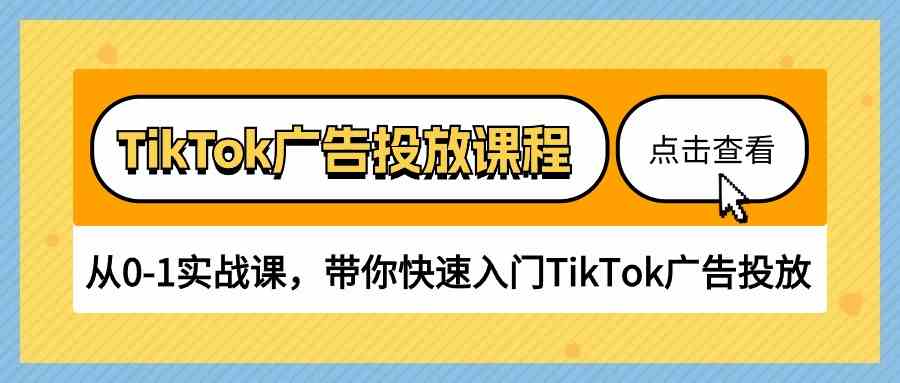 TikTok广告投放课程,从0-1实战课,带你快速入门TikTok广告投放(30节课)-51云资源