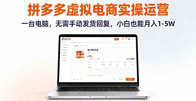 （16138期）拼多多虚拟电商实操运营，一台电脑，无需手动发货回复，小白也能月入1-5W-51云资源
