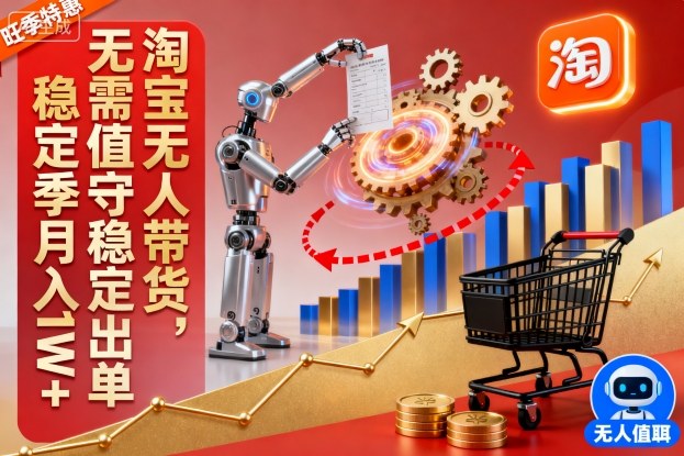 淘宝无人带货，无需值守稳定出单，电商旺季，稳定月入1W-51云资源