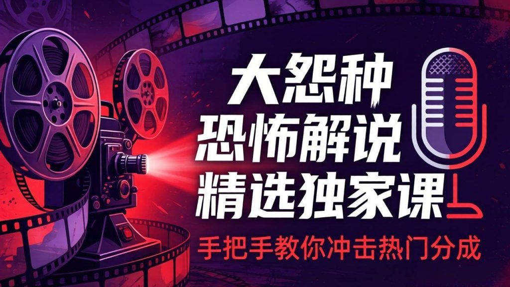 （17920期）大怨种恐怖解说精选独家课：电影下载 文案配音 片头封面，手把手教你冲击热门分成-51云资源