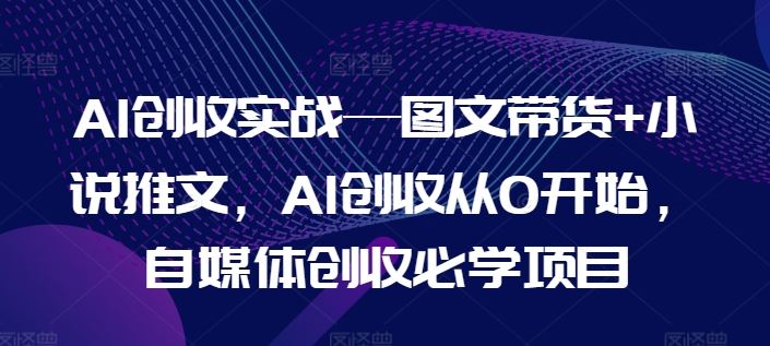 AI创收实战—图文带货 小说推文，AI创收从0开始，自媒体创收必学项目-51云资源