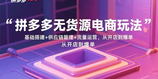 (15886期)拼多多无货源电商玩法:基础搭建 供应链管理 流量运营,从开店到爆单-51云资源