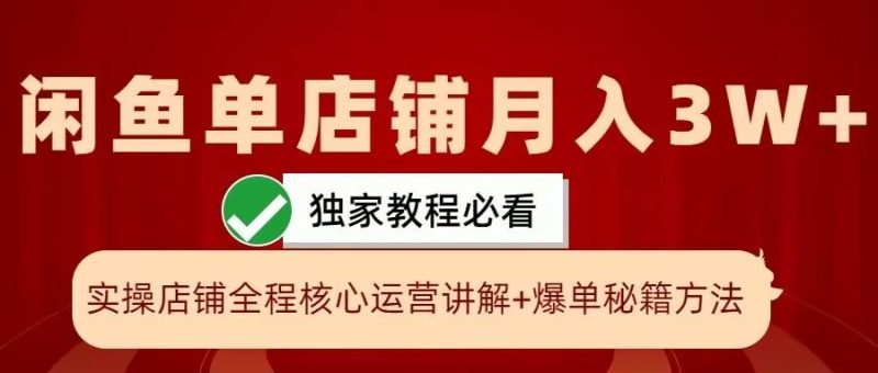闲鱼单店铺月入3W 实操展示,爆单核心秘籍,一学就会【揭秘】-51云资源