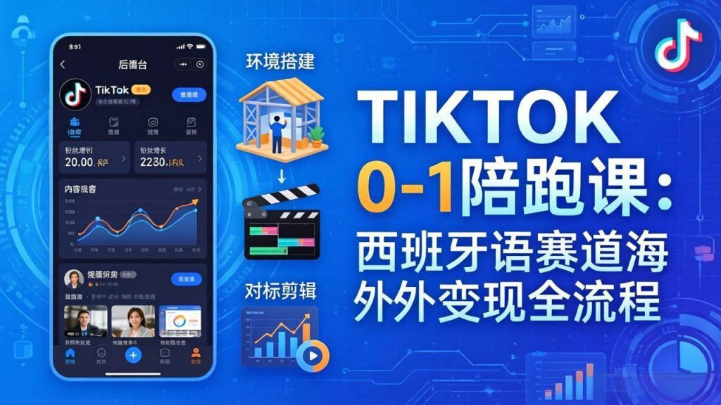 (17908期)TIKTOK 0-1 陪跑课:从环境搭建到刷对标剪辑,西班牙语赛道海外变现全流程-51云资源