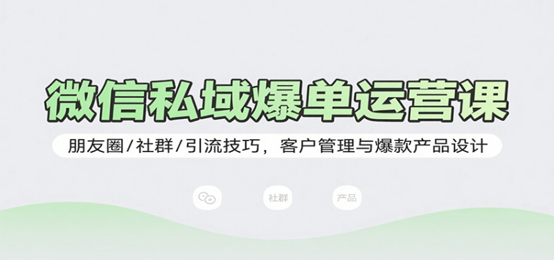 微信私域爆单运营课：朋友圈/社群/引流技巧，客户管理与爆款产品设计-51云资源