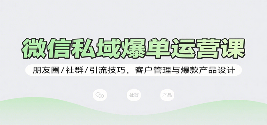 微信私域爆单运营课:朋友圈/社群/引流技巧,客户管理与爆款产品设计-51云资源