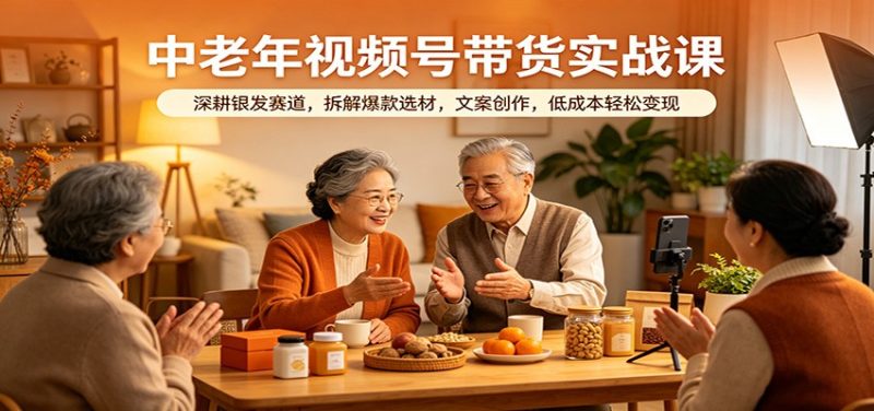 中老年视频号带货实战课:深耕银发赛道,拆解爆款选材,文案创作,低成本轻松变现-51云资源