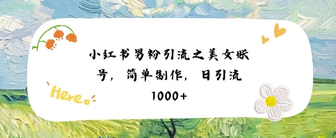 小红书男粉引流项目之美女账号6，简单制作，条条爆款原创，不违规-51云资源