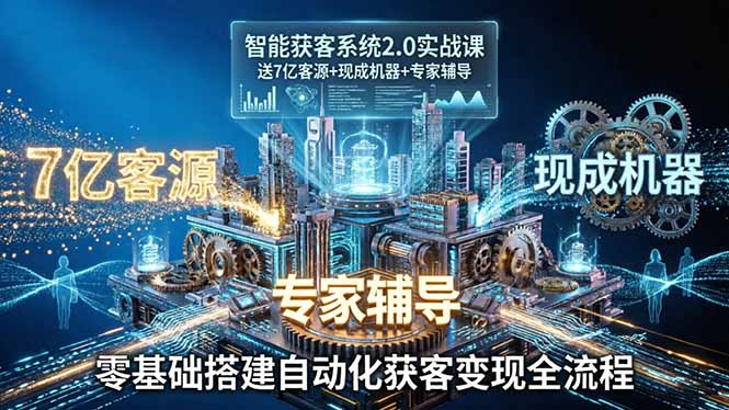 智能获客系统2.0实战课:送7亿客源 现成机器 专家辅导,零基础搭建自动化获客变现全流程