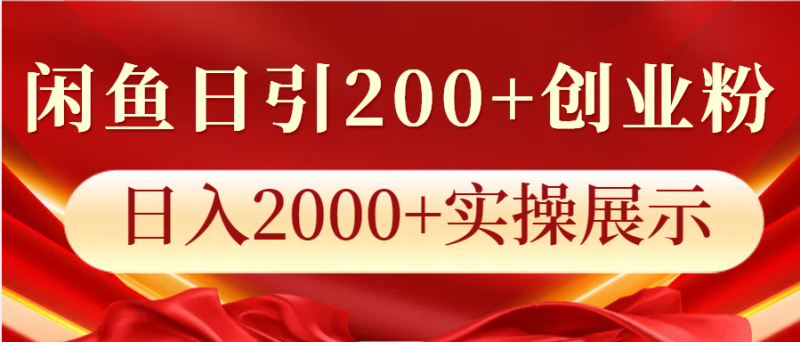 闲鱼日引200 创业粉,日入2000 实操展示-51云资源