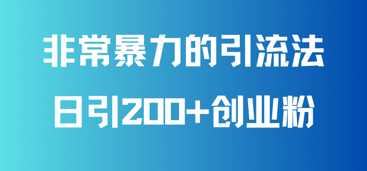 非常暴力的引流方法，可日引200 创业粉，靠卖项目月入10W-51云资源