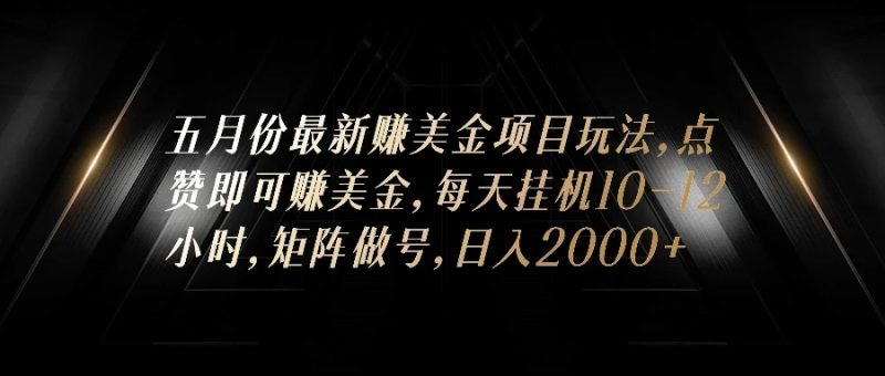 五月份最新赚美金项目玩法,点赞即可赚美金,矩阵做号,日入300-51云资源