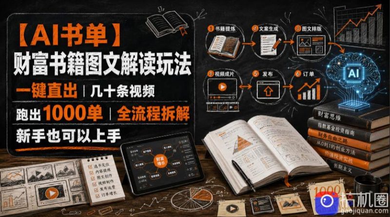 【AI书单】财富书籍图文解读玩法，一键直出，几十条视频，跑出1000单，全流程拆解，新手也可以上手-51云资源