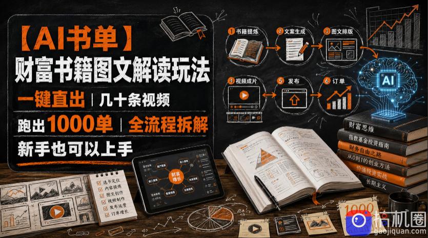 【AI书单】财富书籍图文解读玩法,一键直出,几十条视频,跑出1000单,全流程拆解,新手也可以上手-51云资源