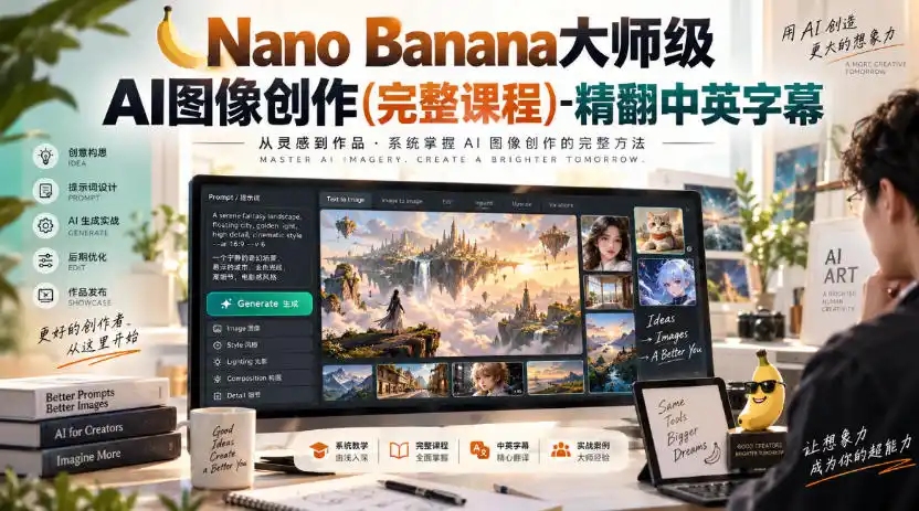 【无水印】Nano Banana大师级AI图像创作(完整课程)-精翻中英字幕-51云资源