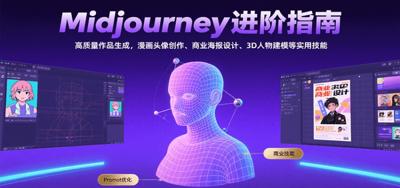 Midjourney进阶指南：高质量作品生成，漫画头像创作、商业海报设计、3D人物建模等-51云资源