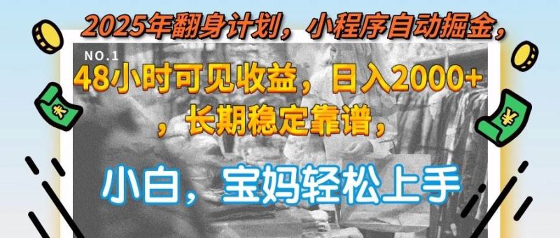 (15082期)2025年翻身计划,小程序自动掘金48小时可见收益,日入2000 ,长期稳定…-51云资源