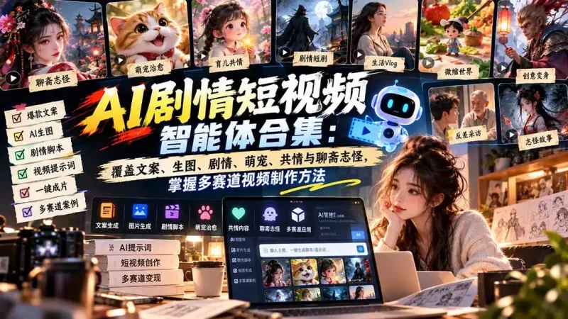 【无水印】AI剧情短视频智能体合集：覆盖文案、生图、剧情、萌宠、共情与聊斋志怪，掌握多赛道视频制作方法-51云资源