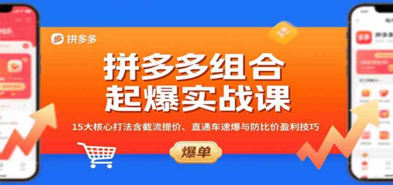 拼多多组合起爆实战课：15大核心打法含截流提价、直通车速爆与防比价盈利技巧-51云资源
