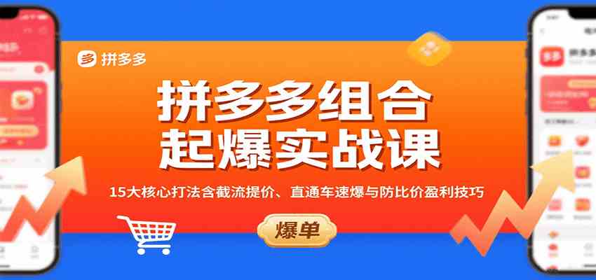 拼多多组合起爆实战课:15大核心打法含截流提价、直通车速爆与防比价盈利技巧-51云资源