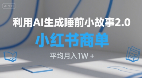 利用AI生成睡前小故事2.0.小红书商单接到手软，平均月入1W-51云资源