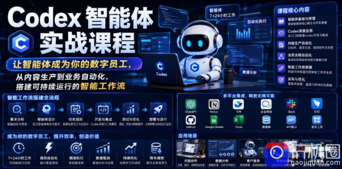 Codex智能体实战课程,让智能体成为你的数字员工,从内容生产到业务自动化,搭建可持续运行的智能工作流-51云资源