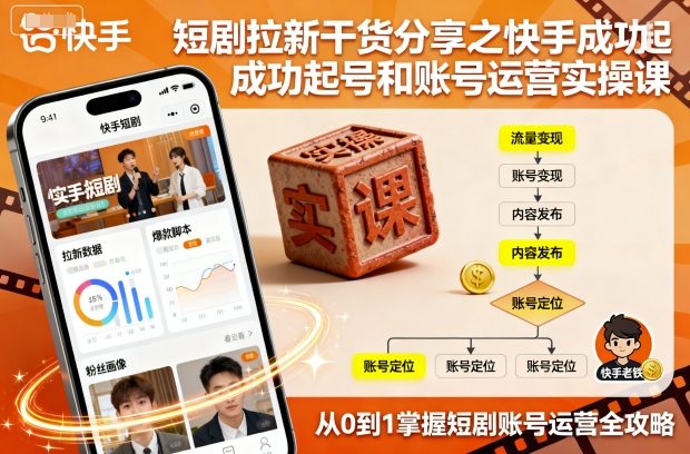 短剧拉新干货分享之快手成功起号和账号运营实操课-51云资源