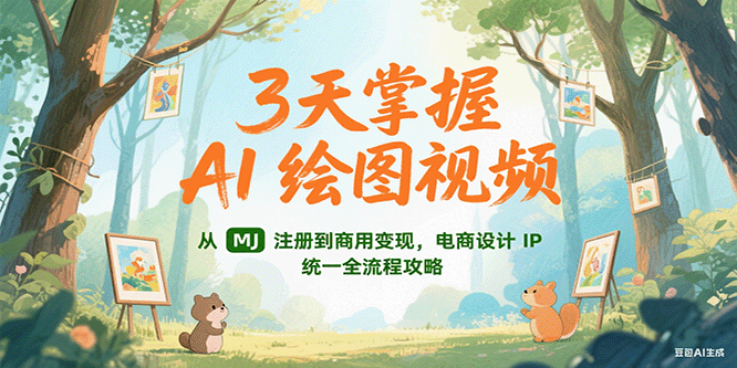 3天掌握AI绘图视频，从MJ 注册到商用变现，电商设计IP统一全流程攻略-51云资源