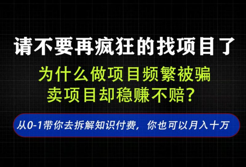 找项目？别傻了！卖项目才是真的一本万利！看完你全都懂了【揭秘】-51云资源