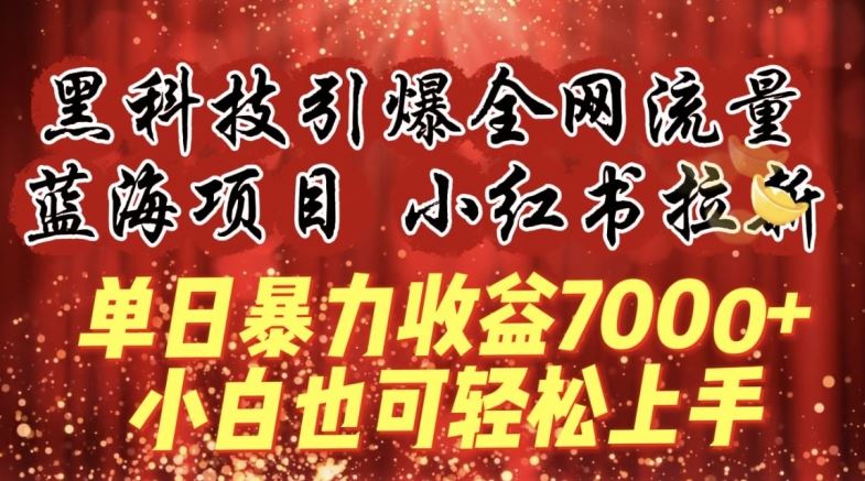 蓝海项目!黑科技引爆全网流量小红书拉新，单日暴力收益7000 ，小白也能轻松上手【揭秘】-51云资源