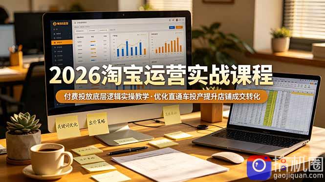 2026 淘宝运营实战课程,付费投放底层逻辑实操教学,优化直通车投产提升店铺成交转化