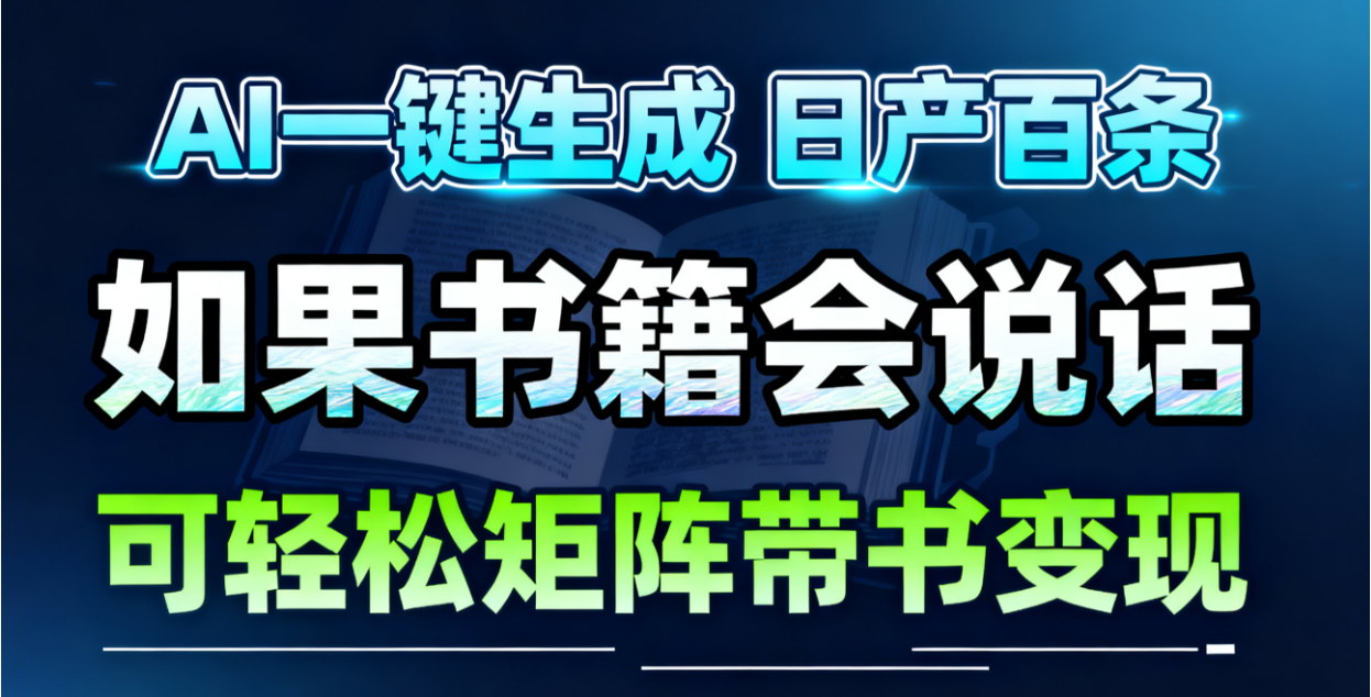 AI书籍会说话,轻松带书变现,月入3W