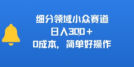 细分领域小众赛道，日入3张 ，0成本，简单好操作-51云资源