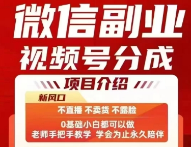 微信副业视频号分成，不直播 不卖货 不露脸，三五分钟即可完成一条作，每日收益几十、几张不等-51云资源