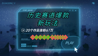 20个作品涨粉67W，一条视频收益1k ，历史赛道爆款新玩法-51云资源