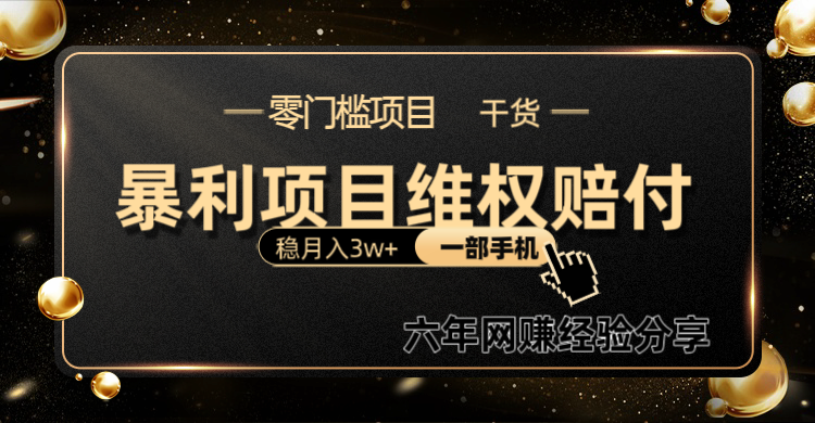 暴利项目线上维权赔付小白月入3w 一部手机改变思维不用剪辑写文案-51云资源