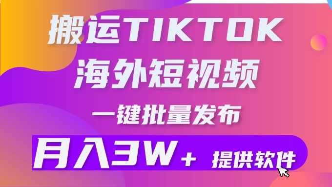 搬运海外短视频,多平台发布,月入3W 有手就行小白3分钟上手,0门槛-51云资源